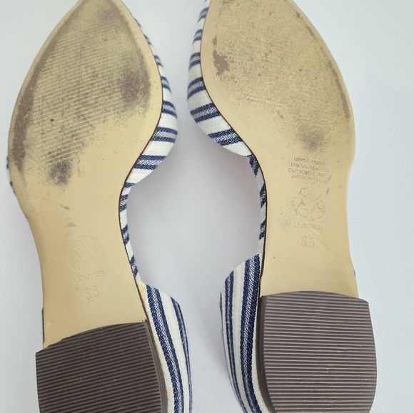 JJILL D’ORSAY POINTED FLATS White Blue Stripes Sz 8.5 Striped - Picture 11 of 12